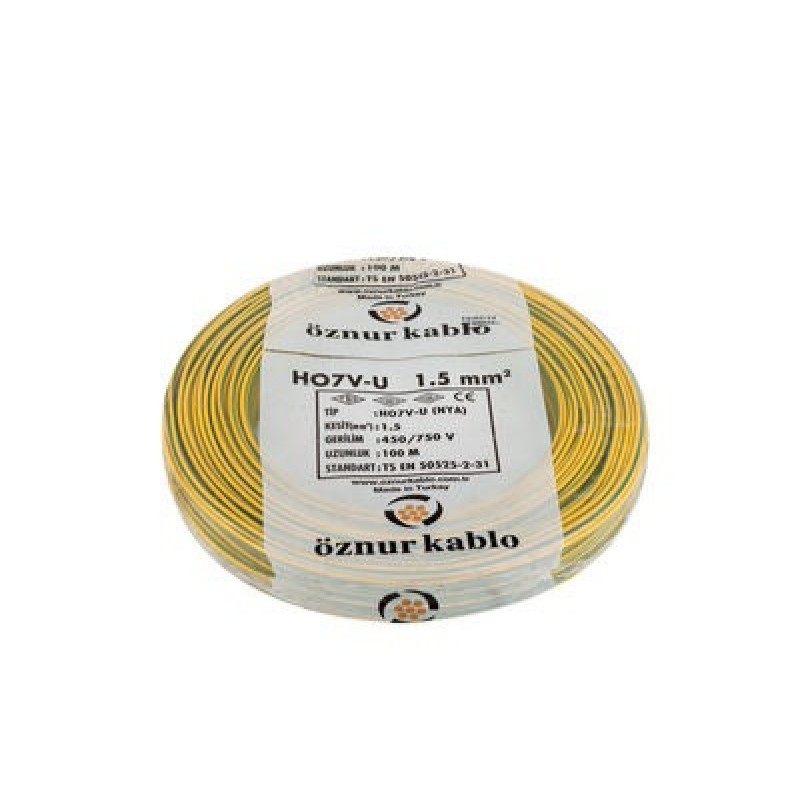 1,5 MM NYA ÖZNUR SARIYEŞİL KABLO 100 METRE 1,5 MM NYA ÖZNUR SARIYEŞİL KABLO 100 METRE