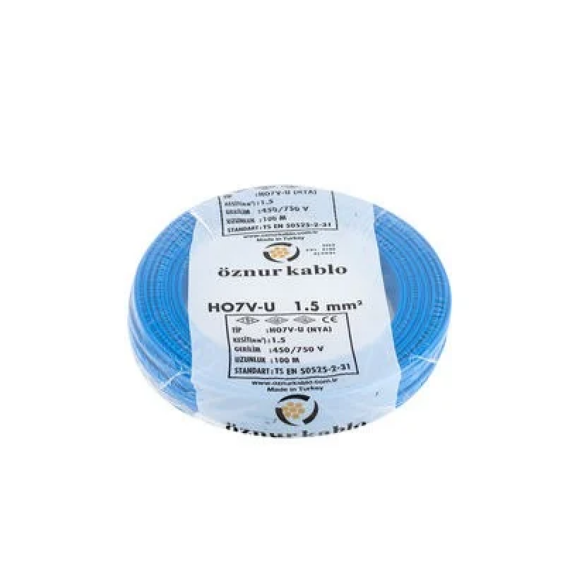 1,5 MM NYA ÖZNUR MAVİ KABLO 100 METRE 1,5 MM NYA ÖZNUR MAVİ KABLO 100 METRE