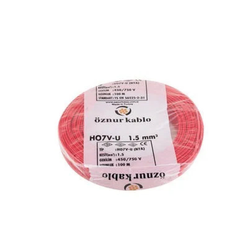 1,5 MM NYA ÖZNUR KIRMIZI KABLO 100 METRE 1,5 MM NYA ÖZNUR KIRMIZI KABLO 100 METRE